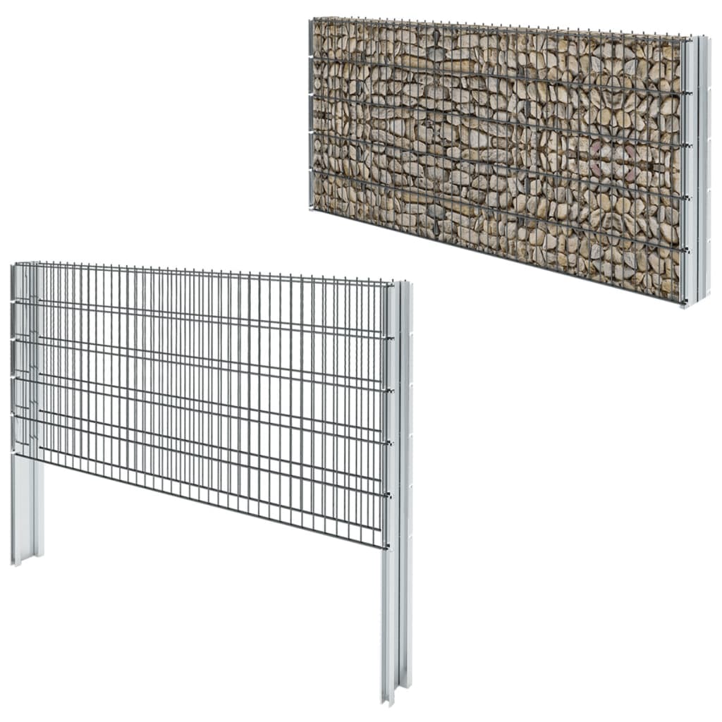 2D Gabion Fence Galvanised Steel 2.008x1.03 m 18 m (Total Length) Grey