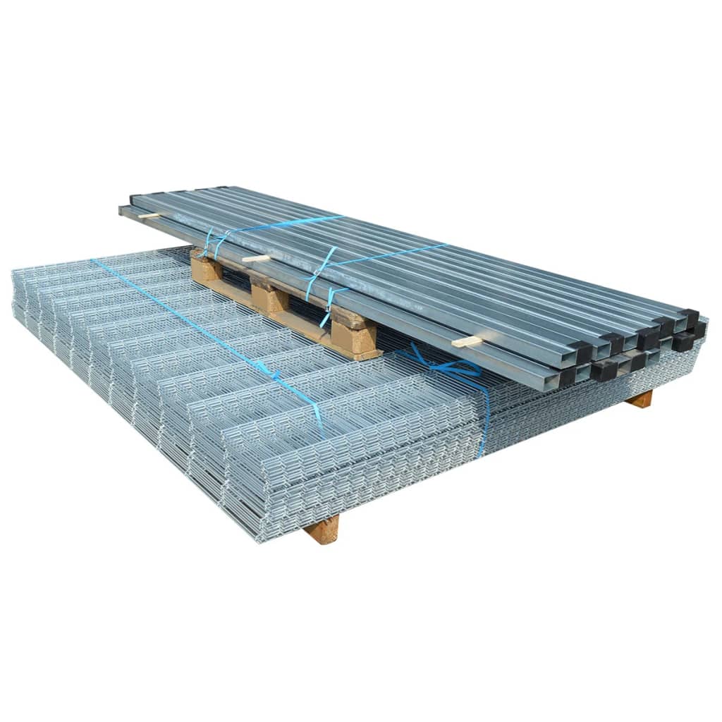 2D Garden Fence Panels & Posts 2008x1230 mm 32 m Silver