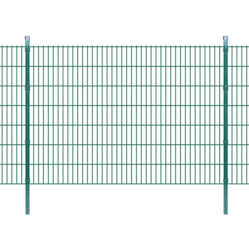 2D Garden Fence Panels & Posts 2008x1430 mm 12 m Green