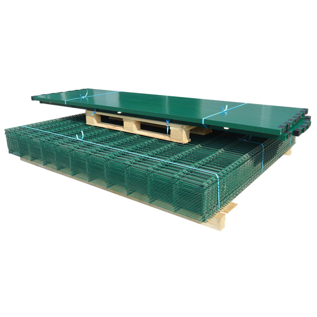 2D Garden Fence Panels & Posts 2008x1430 mm 12 m Green
