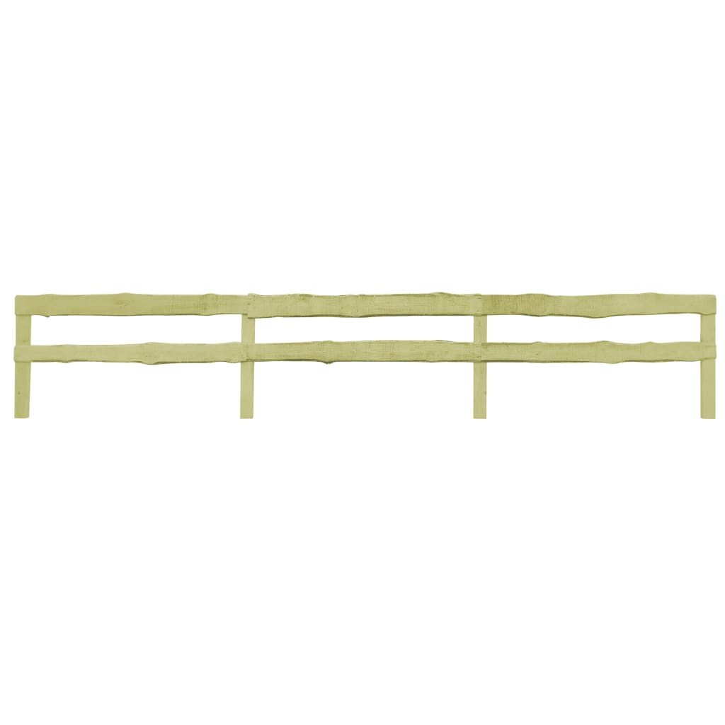 5 pcs 2-Rail Garden Fences Impregnated Pinewood 510x90 cm