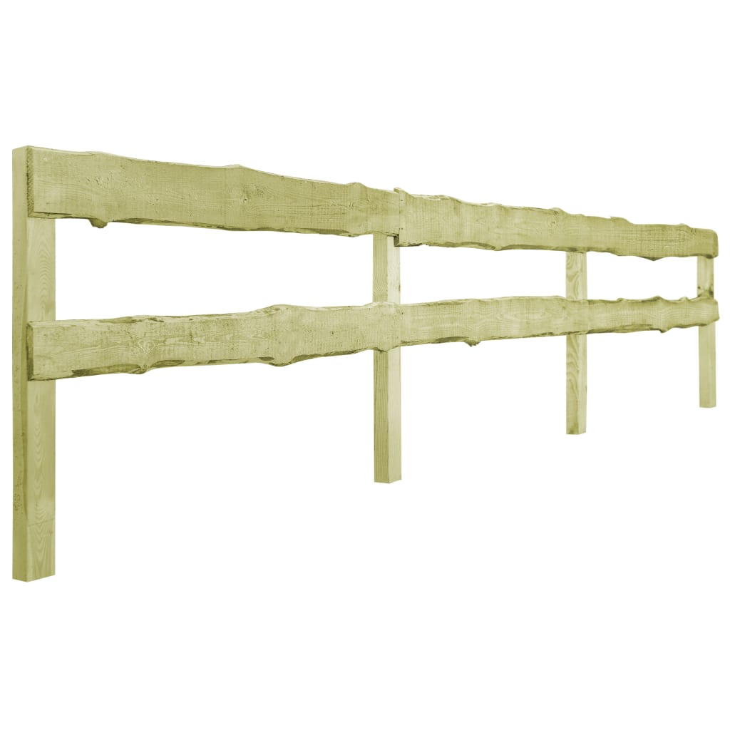5 pcs 2-Rail Garden Fences Impregnated Pinewood 510x90 cm