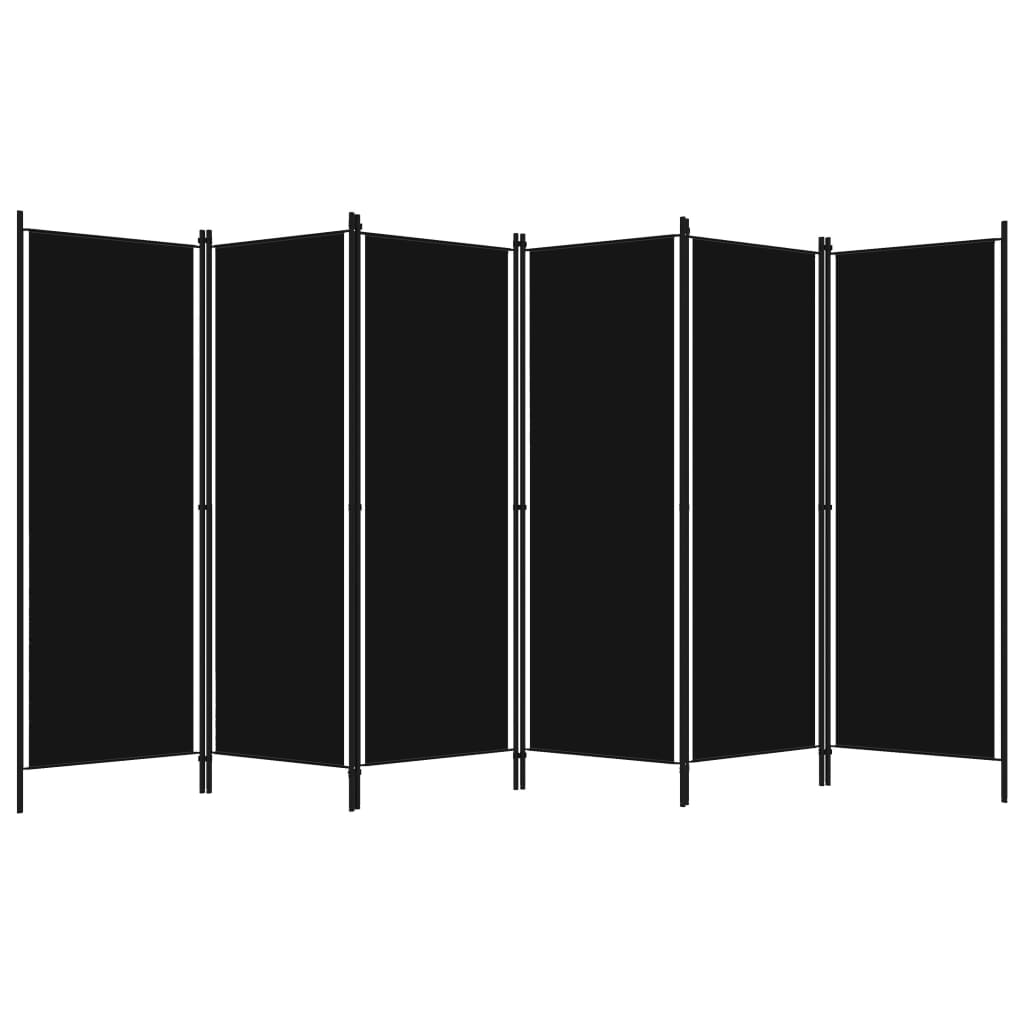6-Panel Room Divider Black 300x180 cm