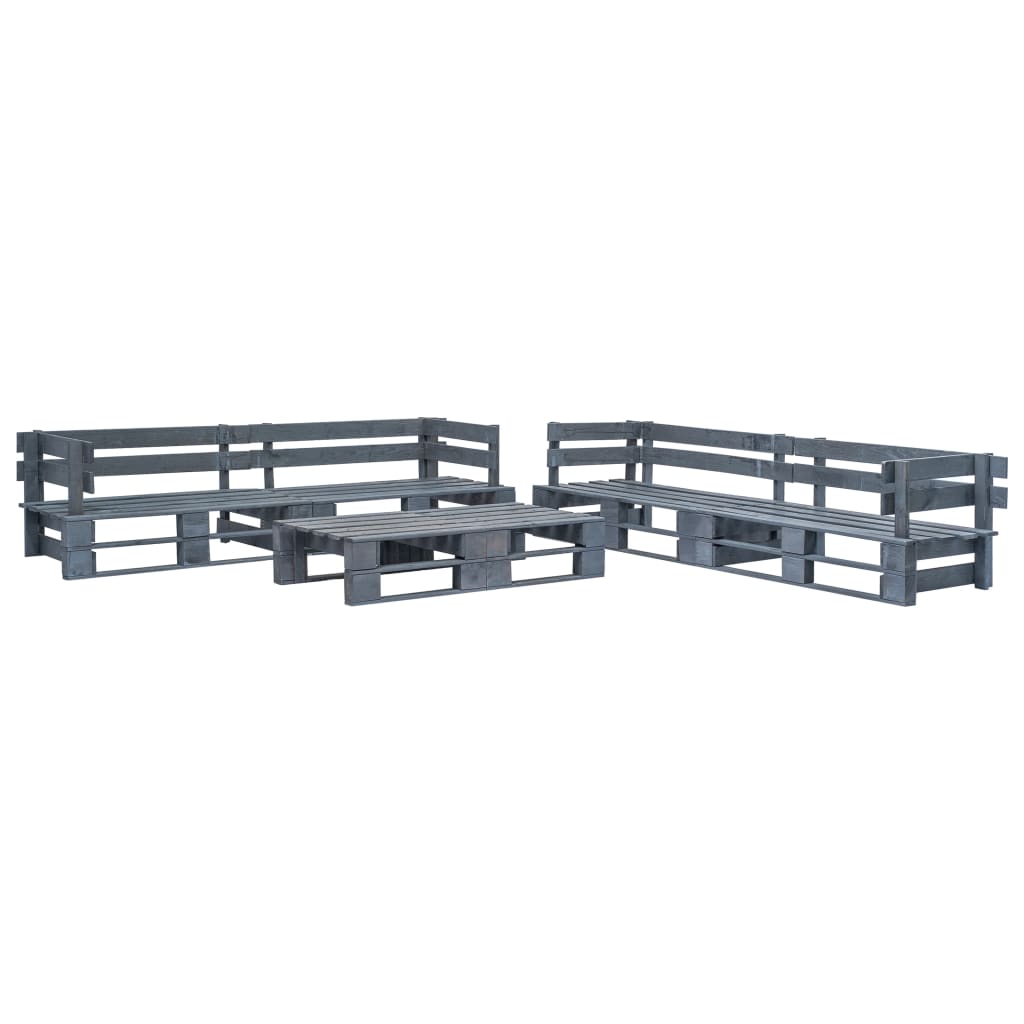6 Piece Garden Lounge Set Pallets Wood Grey