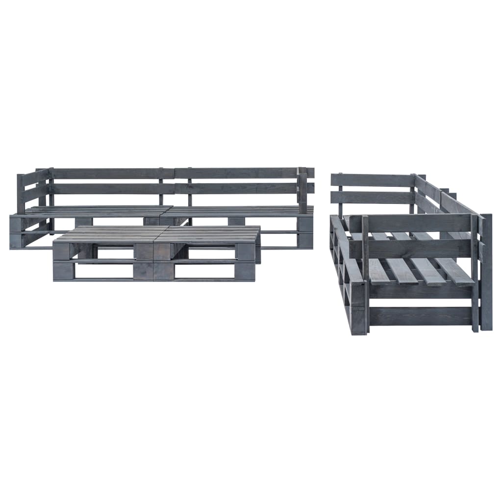 6 Piece Garden Lounge Set Pallets Wood Grey