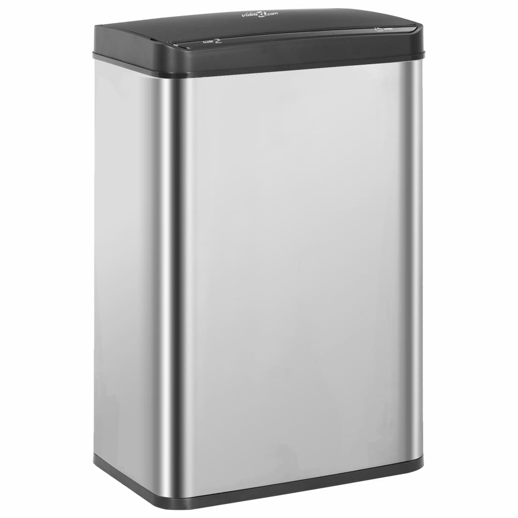 Automatic Sensor Dustbin Silver and Black Stainless Steel 60 L