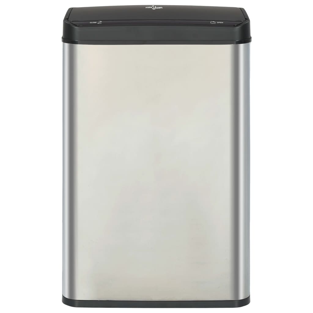 Automatic Sensor Dustbin Silver and Black Stainless Steel 60 L