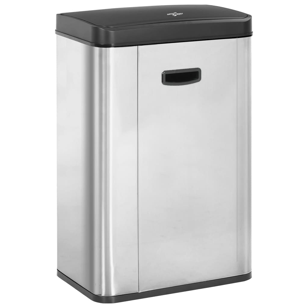 Automatic Sensor Dustbin Silver and Black Stainless Steel 60 L
