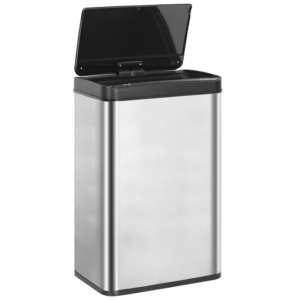 Automatic Sensor Dustbin Silver and Black Stainless Steel 60 L