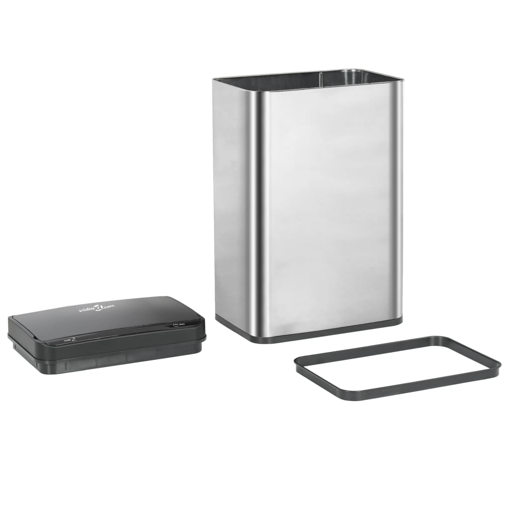 Automatic Sensor Dustbin Silver and Black Stainless Steel 60 L