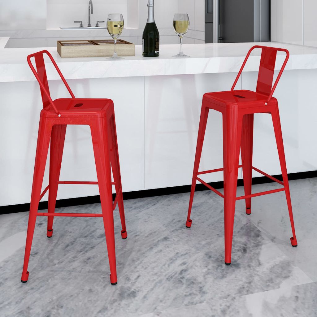 Bar Stools 2 pcs Red Steel
