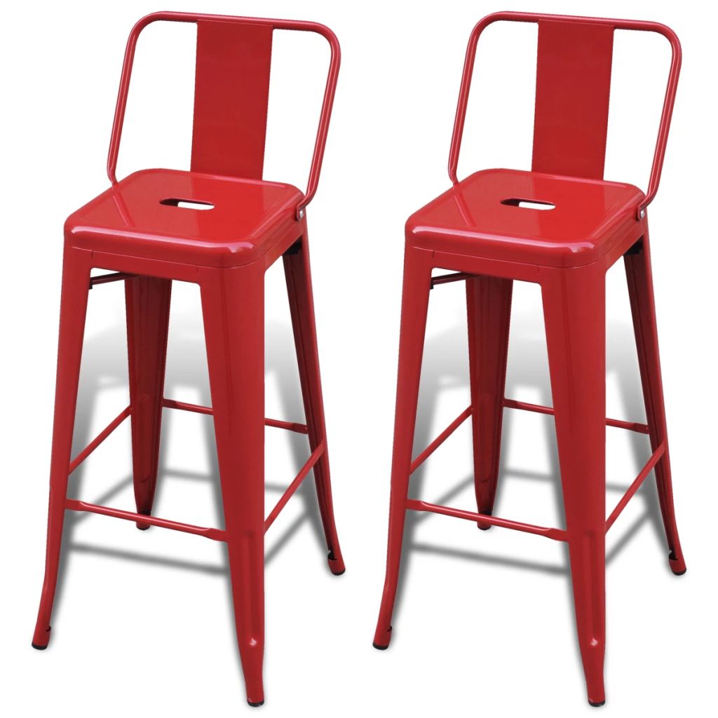 Bar Stools 2 pcs Red Steel