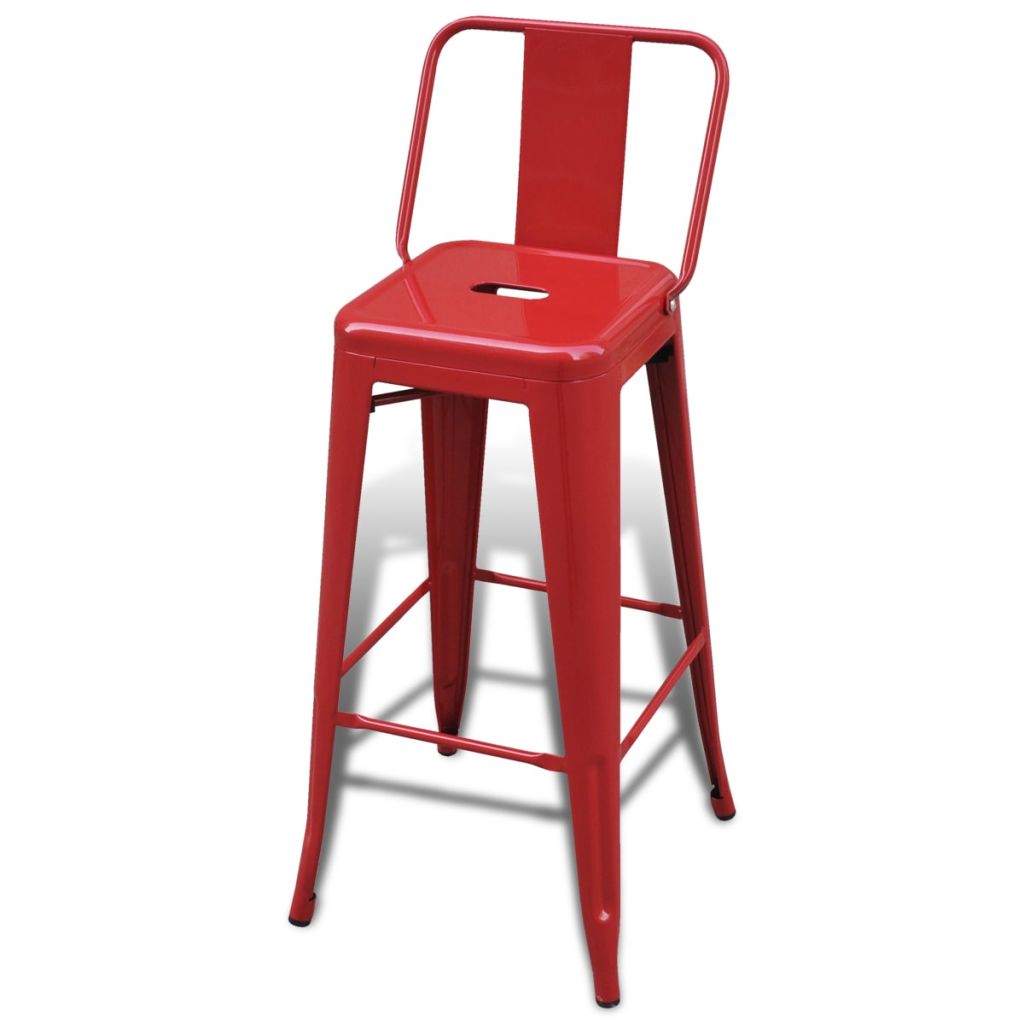 Bar Stools 2 pcs Red Steel