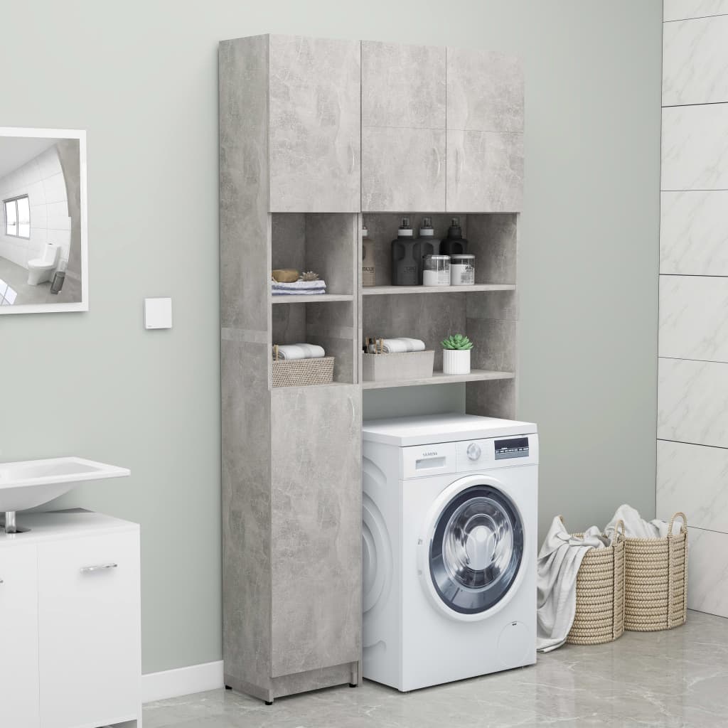 Bathroom Cabinet Concrete Grey 32x25.5x190 cm Chipboard