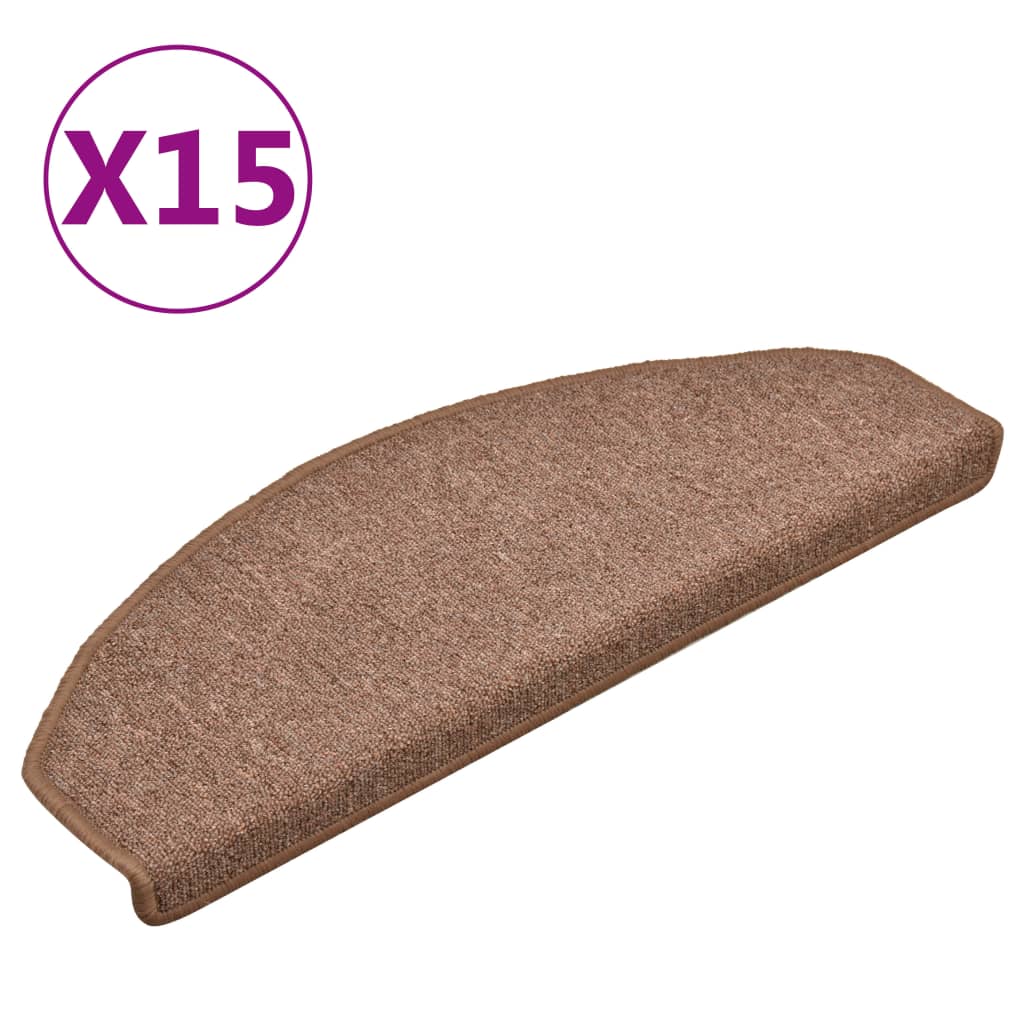 Carpet Stair Treads 15 pcs Brown 65x24x4 cm