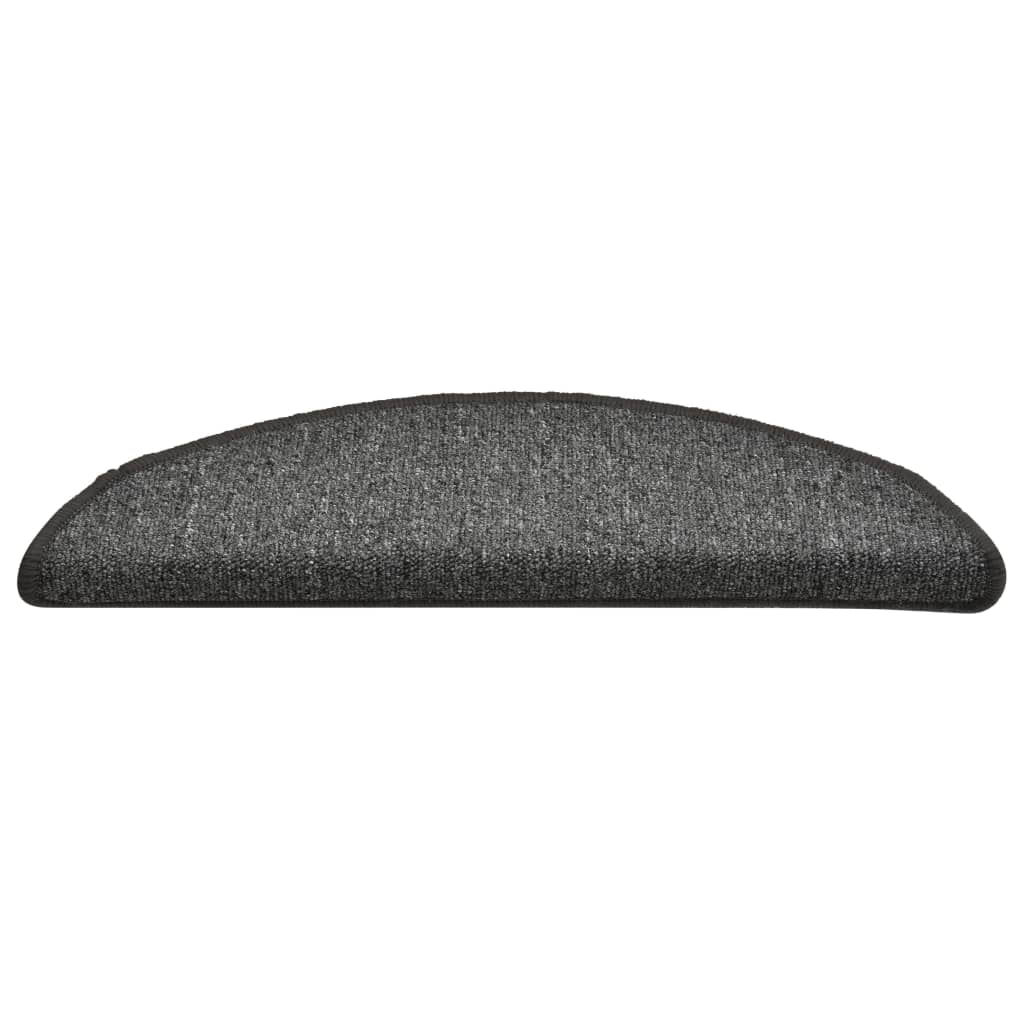 Carpet Stair Treads 15 pcs Dark Grey 56x17x3 cm