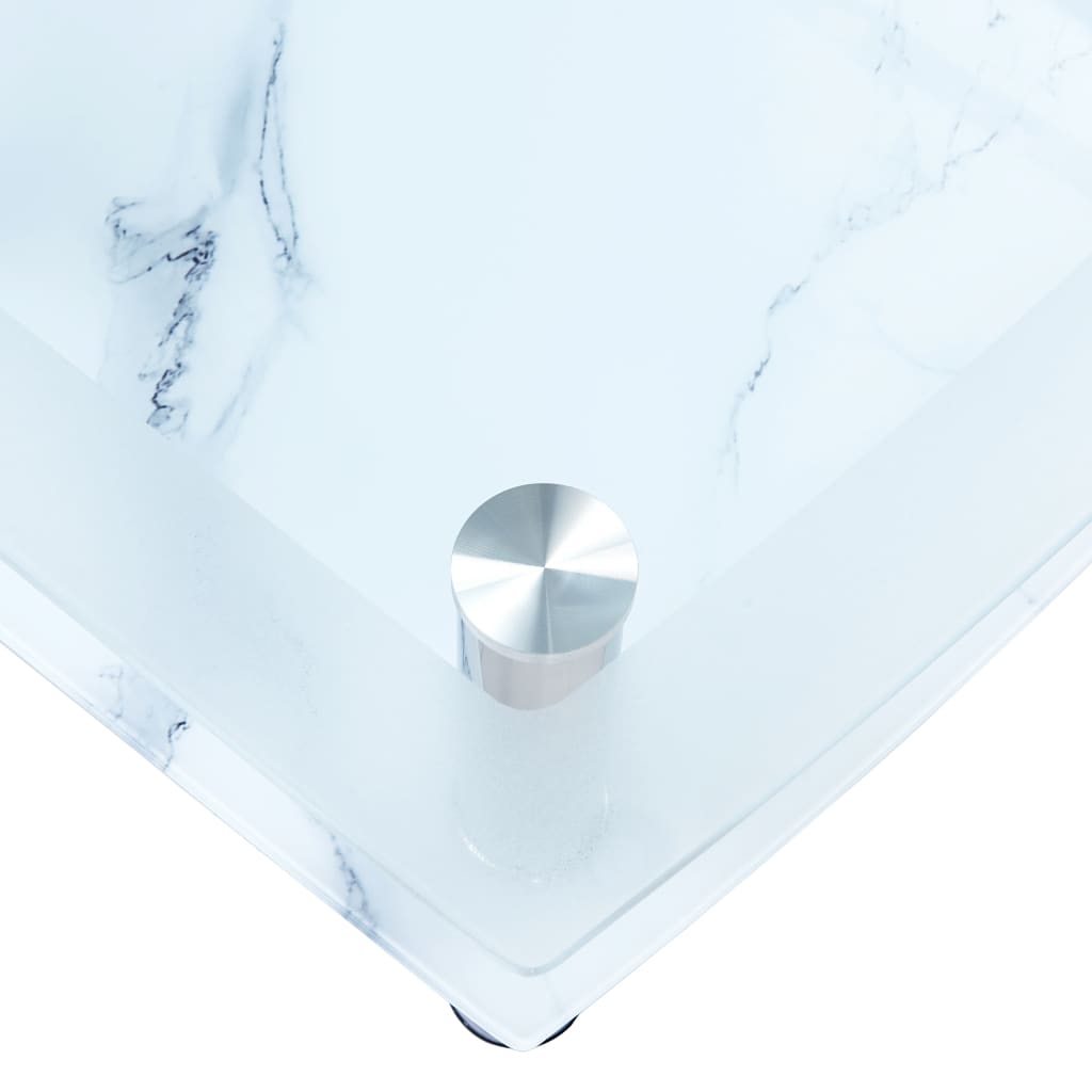 Coffee Table with Marble Look White 100x60x42 cm Tempered Glass