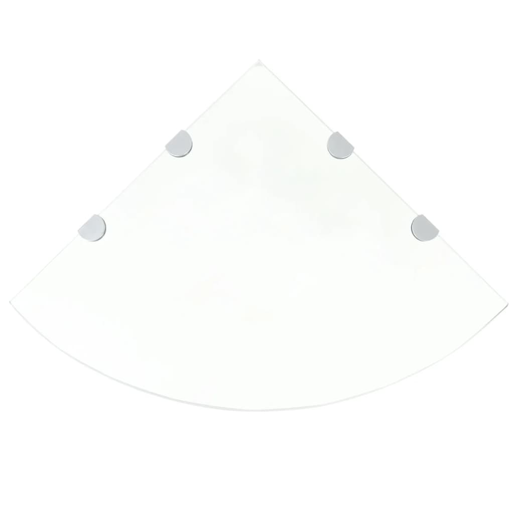 Corner Shelf with Chrome Supports Glass Clear 45x45 cm