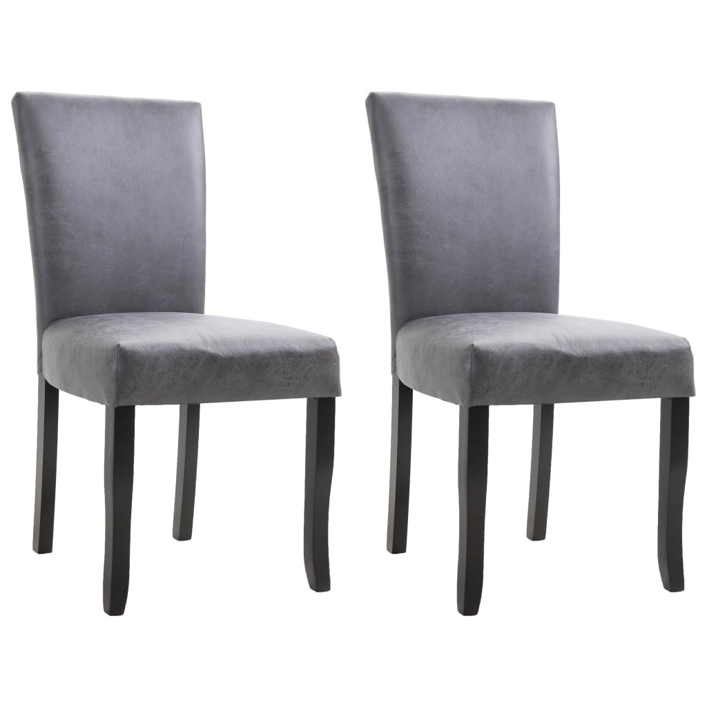 Dining Chairs 2 pcs Grey Faux Suede Leather