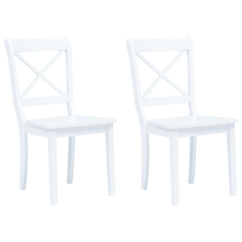 Dining Chairs 2 pcs White Solid Rubber Wood