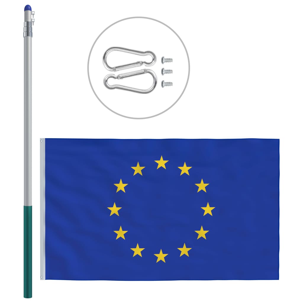 Europe Flag and Pole Aluminium 6 m
