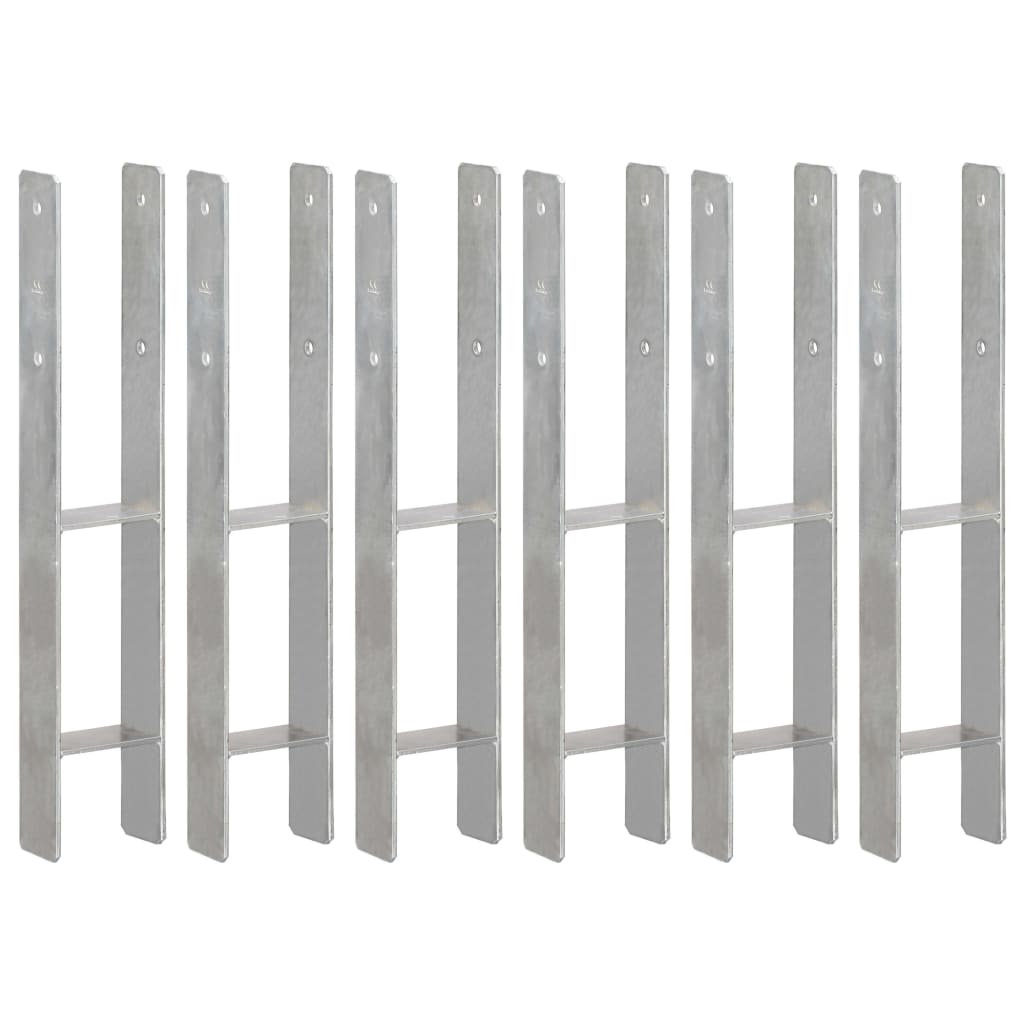 Fence Anchors 6 pcs Silver 10x6x60 cm Galvanised Steel
