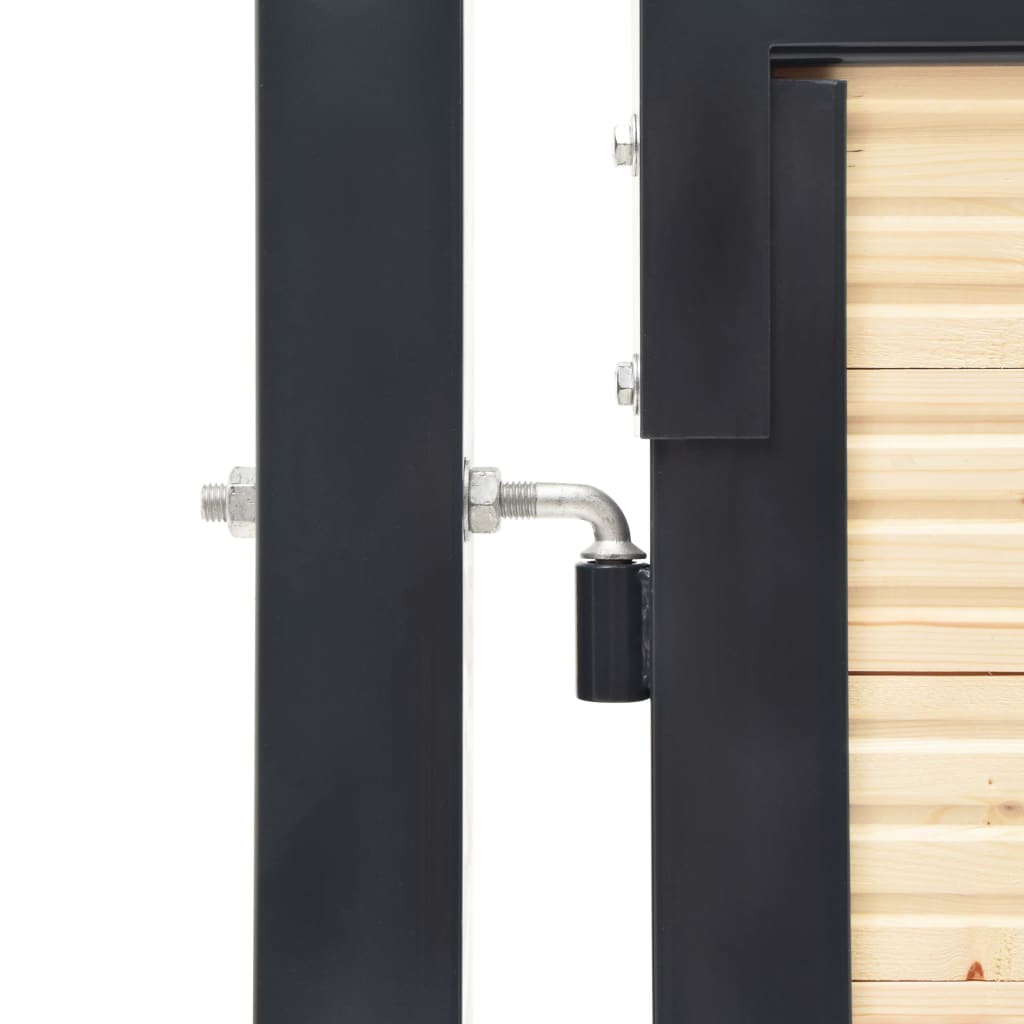 Fence Gate Steel and Spruce Wood 408x250 cm