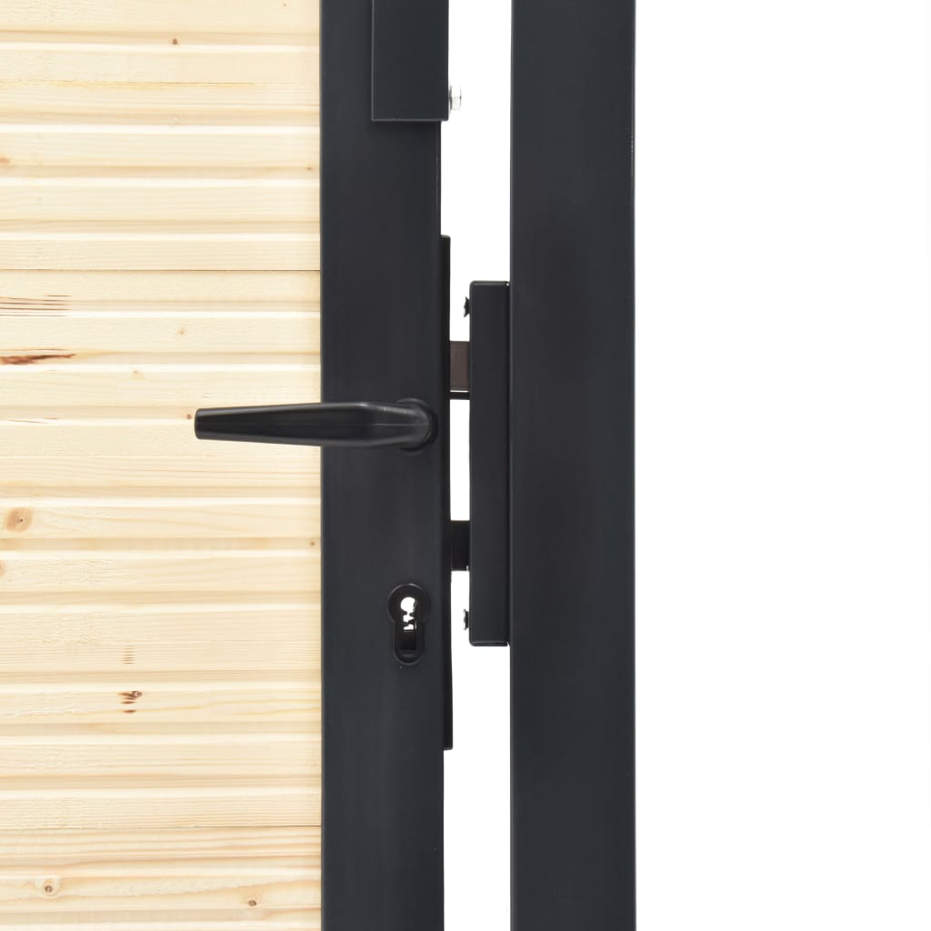 Fence Gate Steel and Spruce Wood 408x250 cm