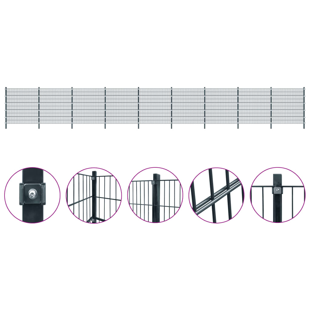 Fence Panels 3 pcs Iron 6x2 m 18m(Total Length) Anthracite Grey