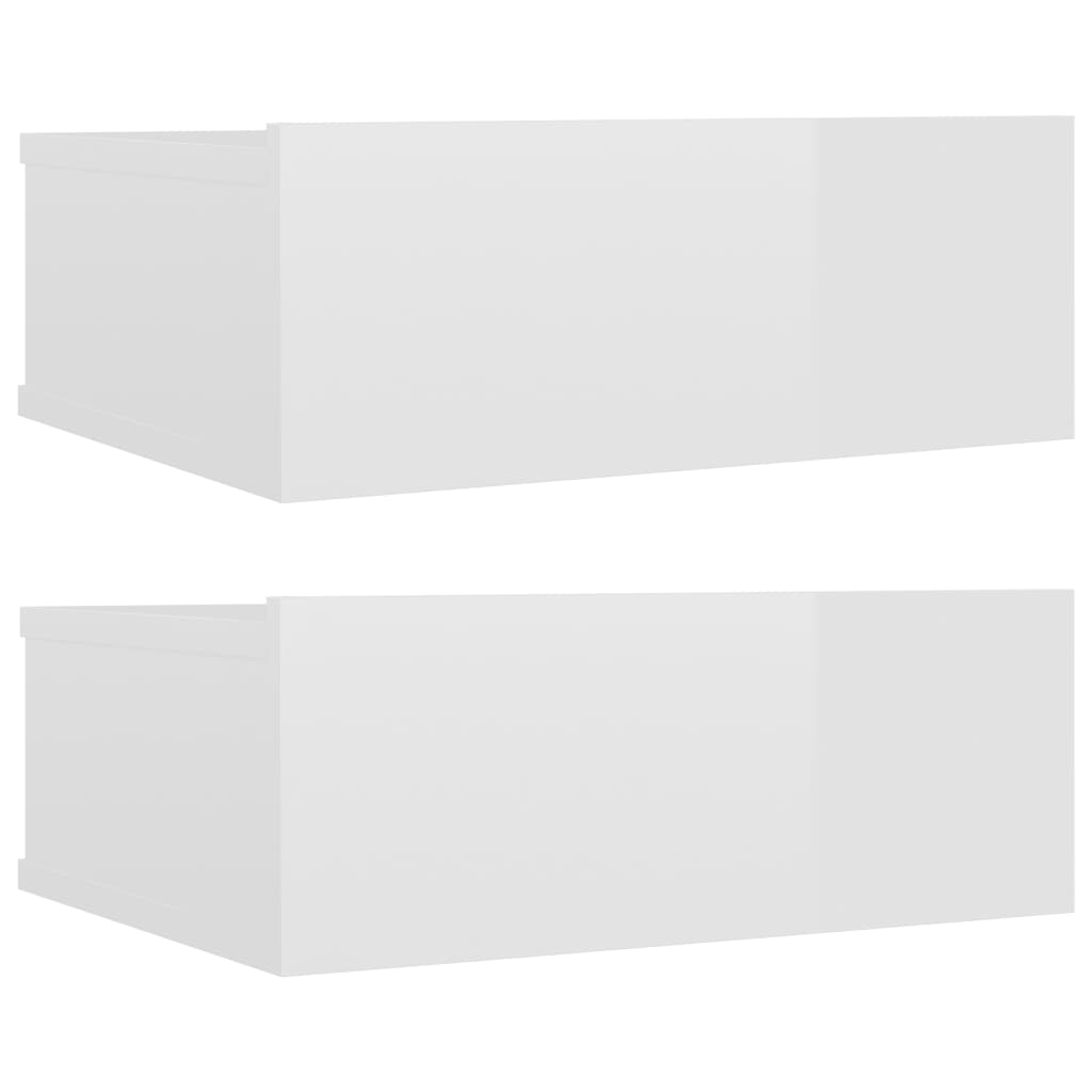 Floating Nightstands 2 pcs High Gloss White 40x30x15 cm Chipboard