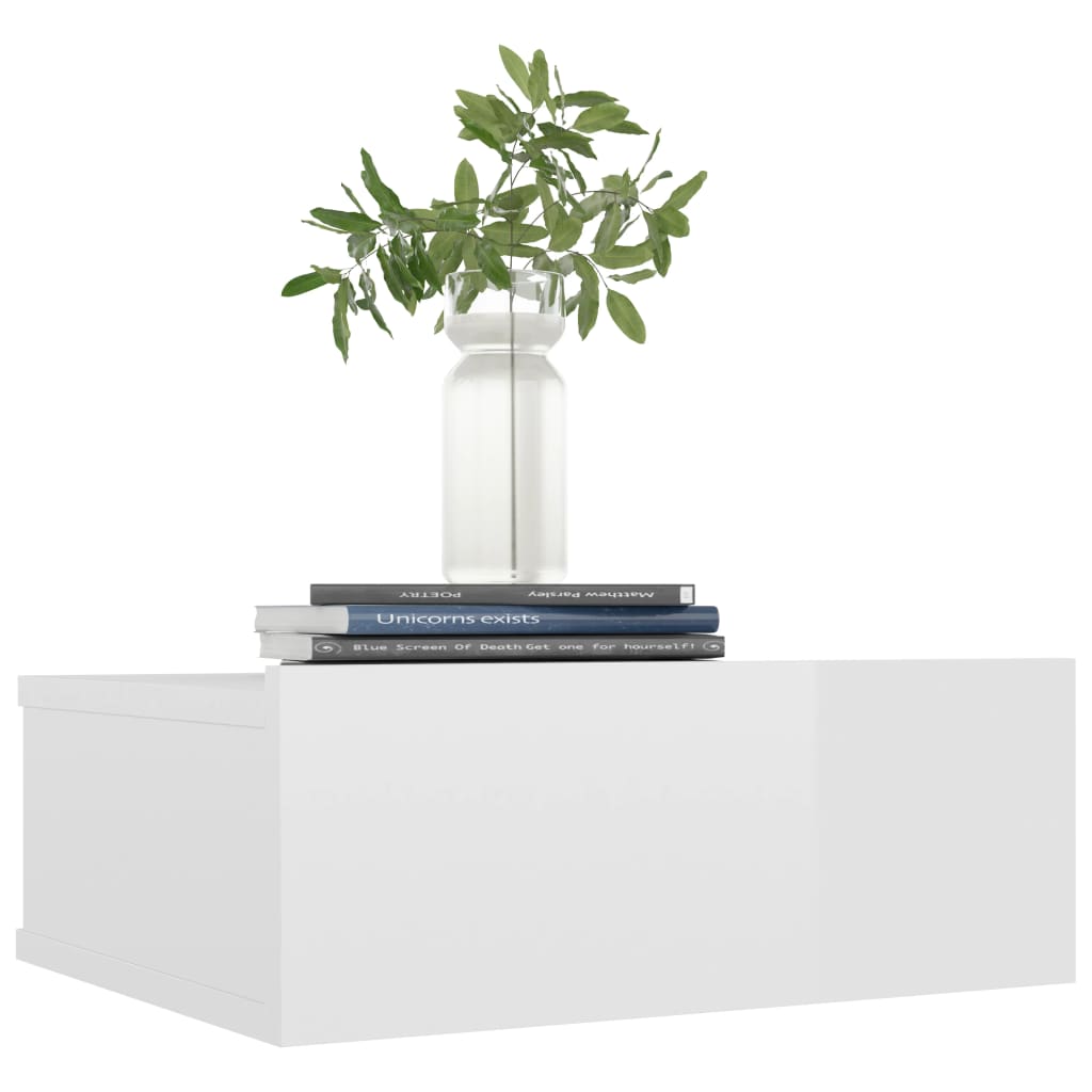Floating Nightstands 2 pcs High Gloss White 40x30x15 cm Chipboard
