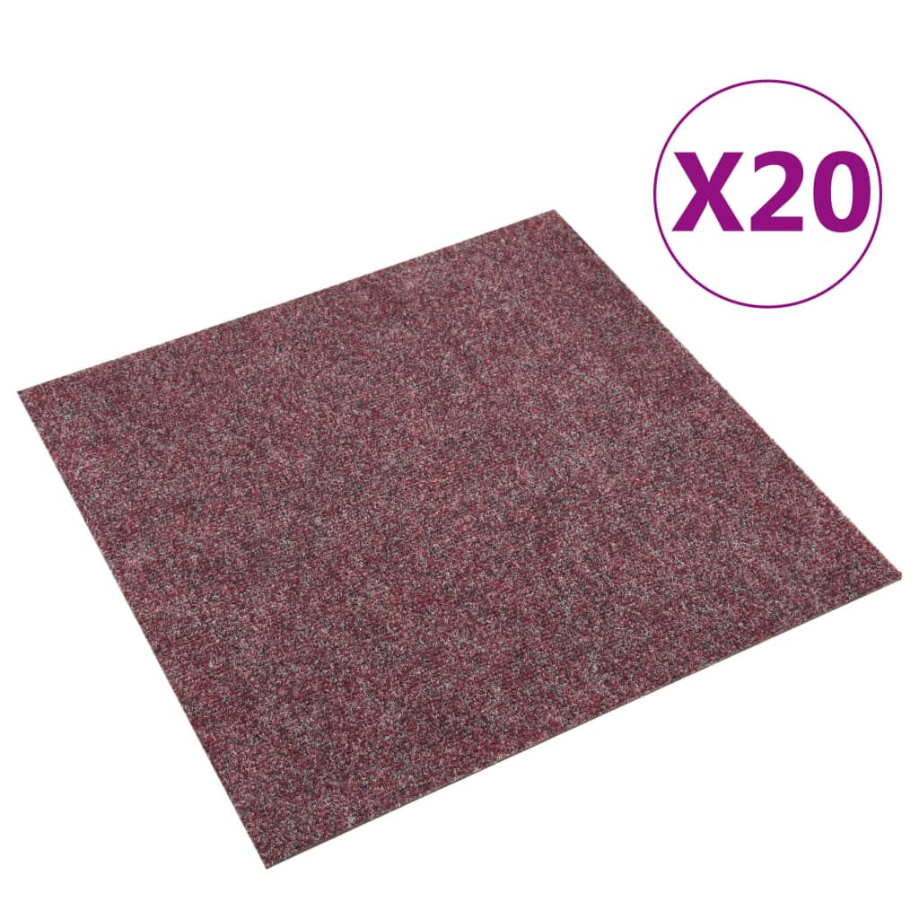 Floor Carpet Tiles 20 pcs 5 m² Dark Red