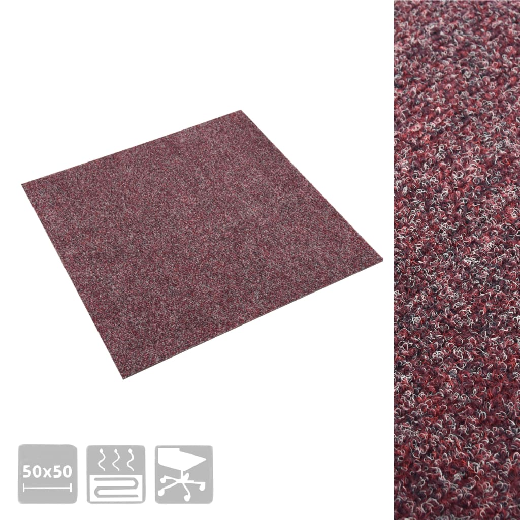 Floor Carpet Tiles 20 pcs 5 m² Dark Red
