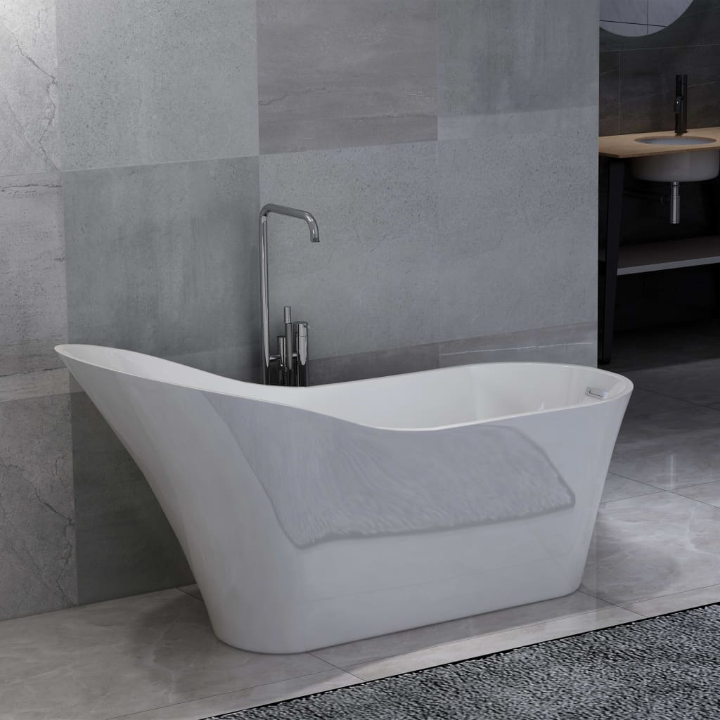 Freestanding Bathtub White Acrylic 210 L