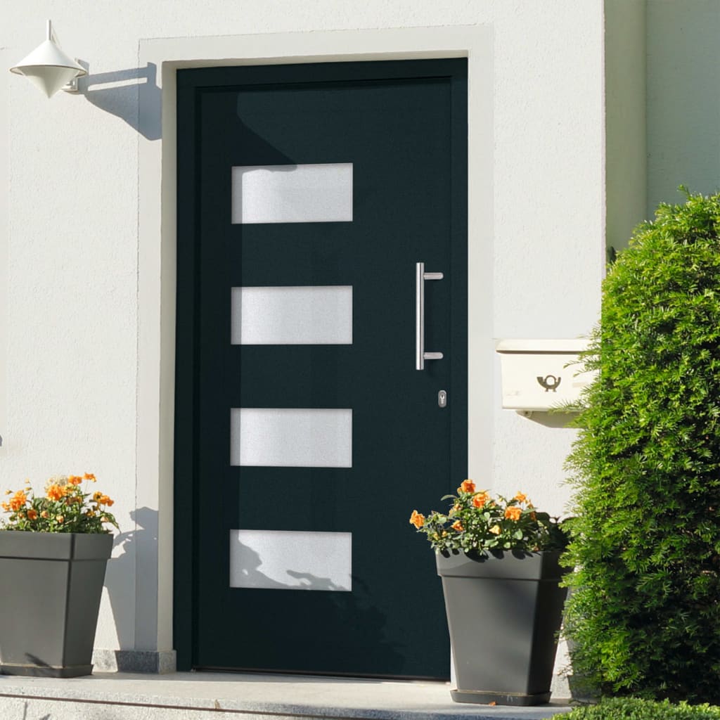 Front Door Aluminium and PVC Anthracite 100x200 cm