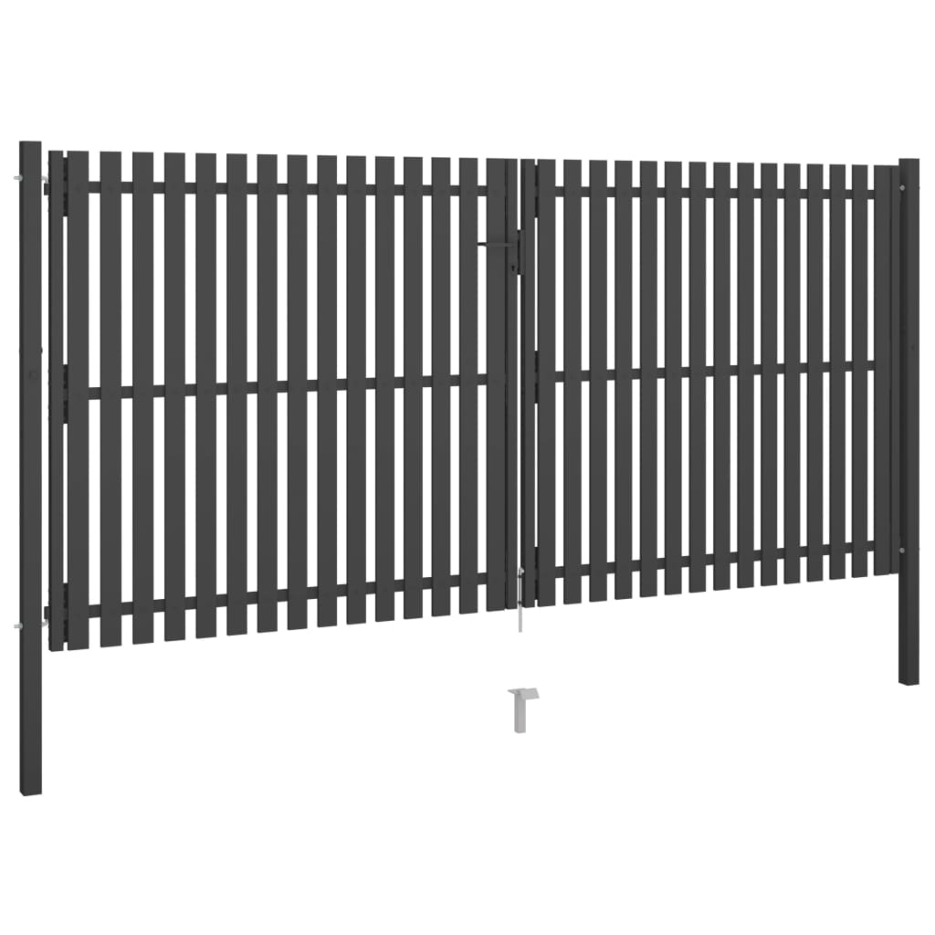 Garden Fence Gate Steel 4x2.25 m Anthracite
