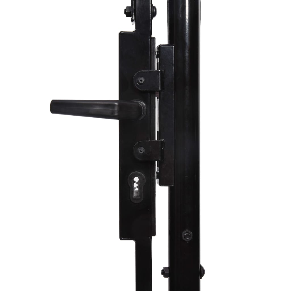 Garden Fence Gate with Arched Top Steel 2.25x4 m Black