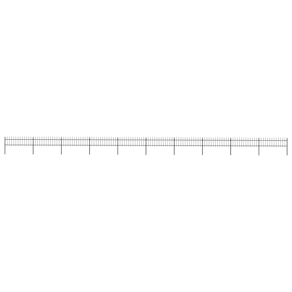 Garden Fence with Spear Top Steel 17x0.6 m Black