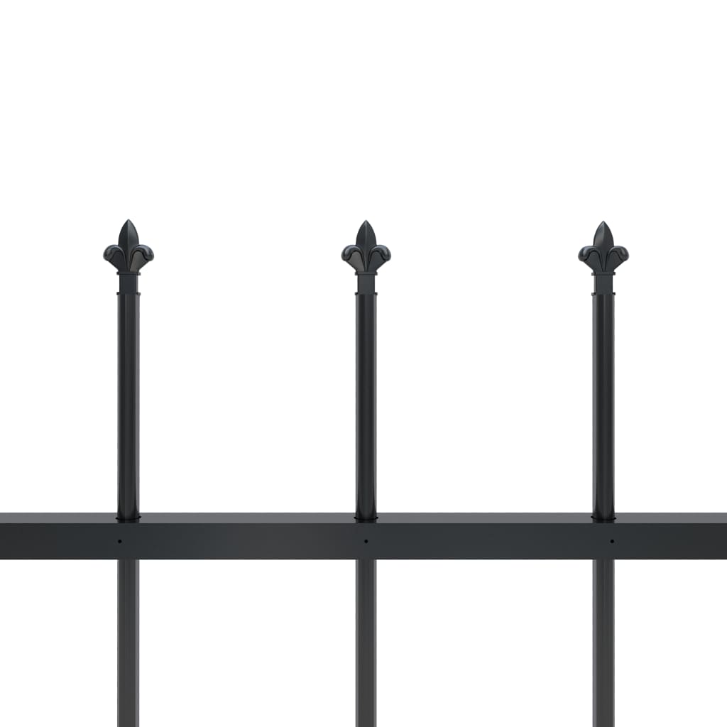 Garden Fence with Spear Top Steel 17x0.6 m Black