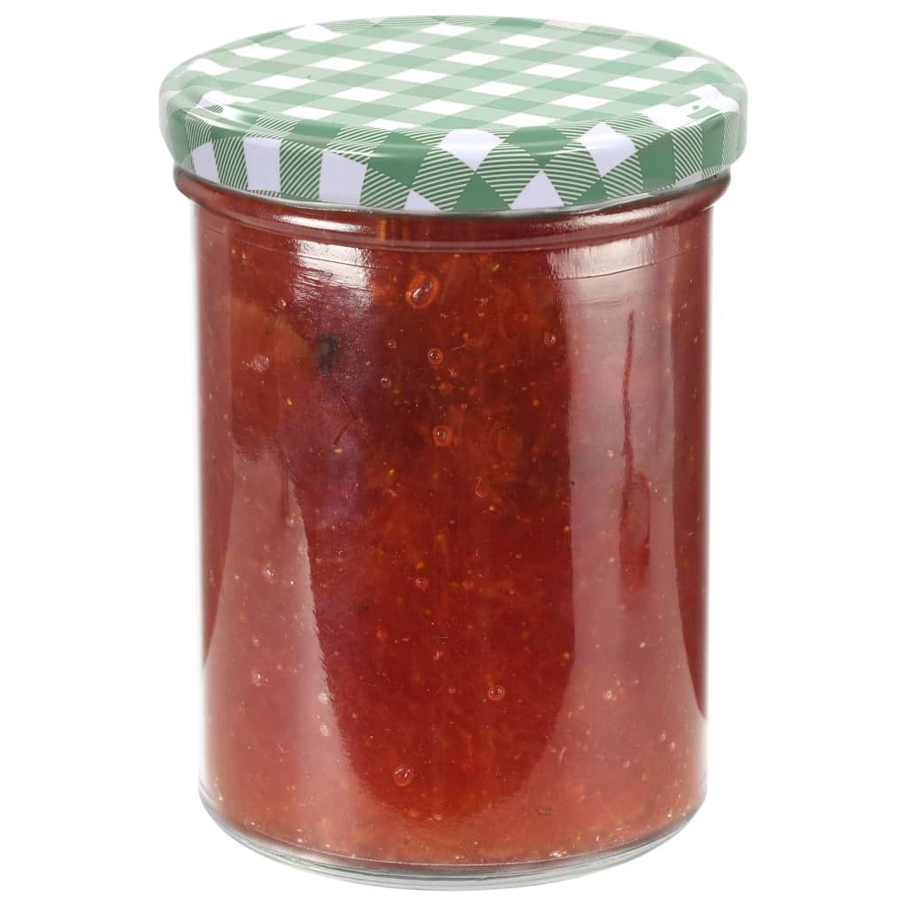 Glass Jam Jars with White and Green Lid 24 pcs 400 ml