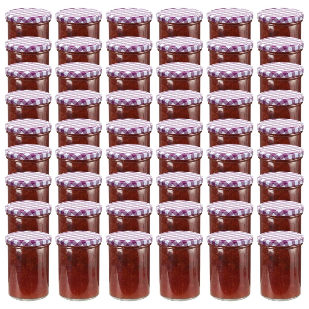 Glass Jam Jars with White and Purple Lid 48 pcs 400 ml