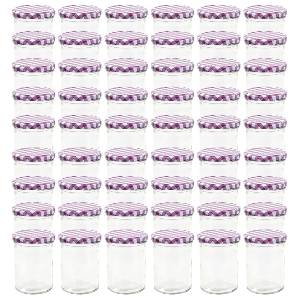Glass Jam Jars with White and Purple Lid 48 pcs 400 ml