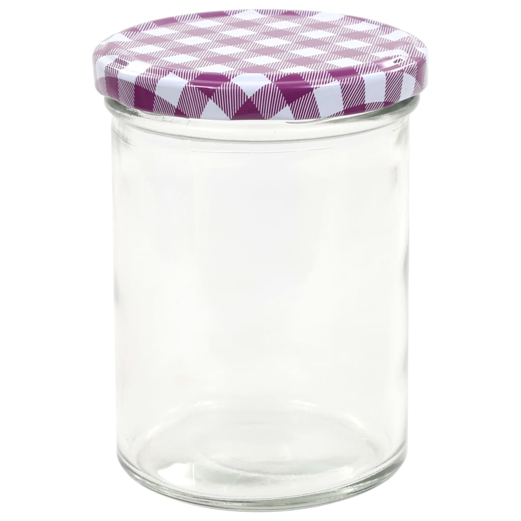Glass Jam Jars with White and Purple Lid 48 pcs 400 ml