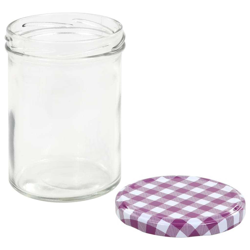 Glass Jam Jars with White and Purple Lid 48 pcs 400 ml
