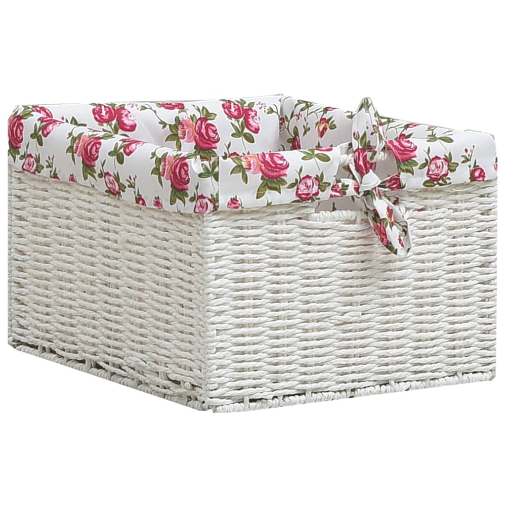 Hall Bench with 3 Baskets White Wood