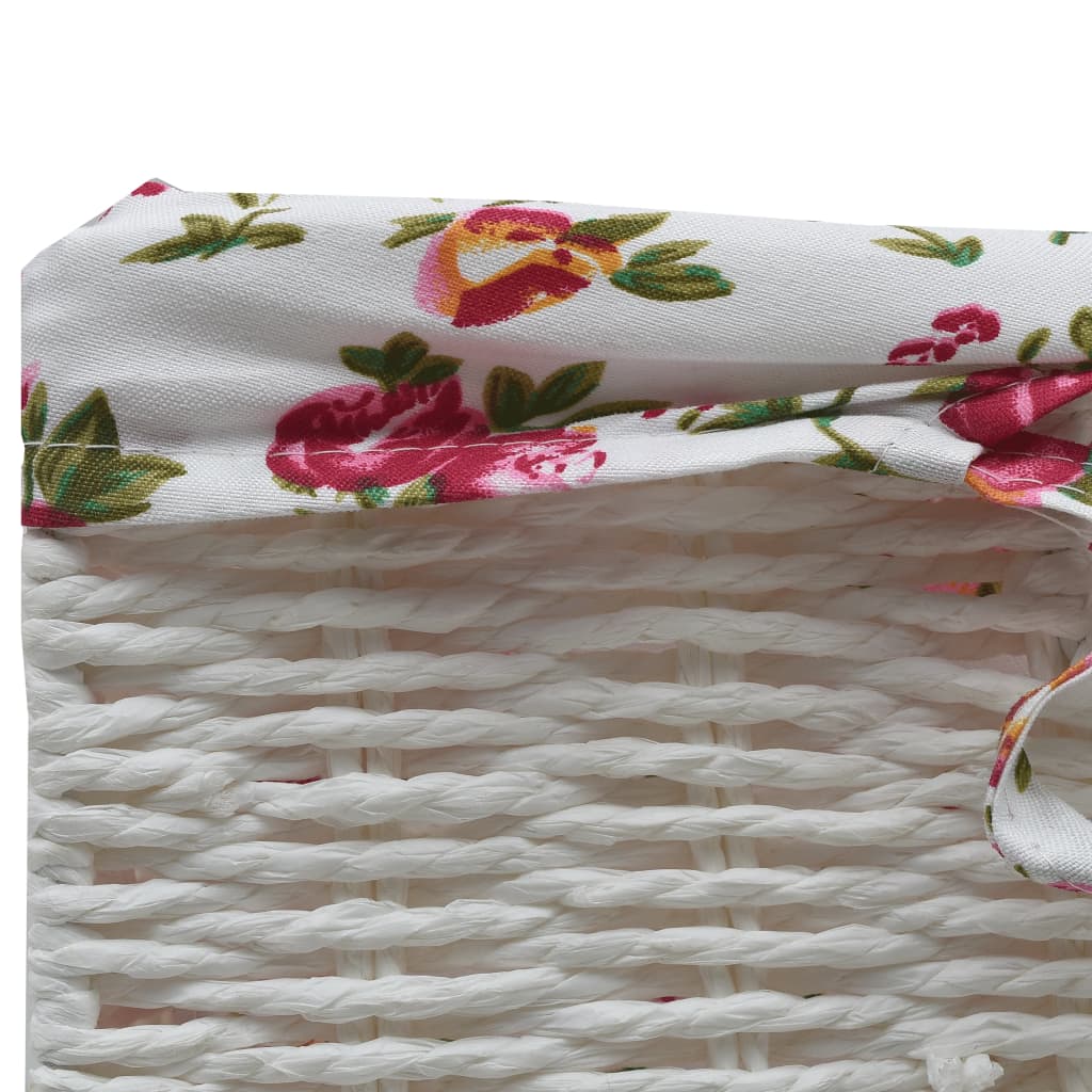 Hall Bench with 3 Baskets White Wood
