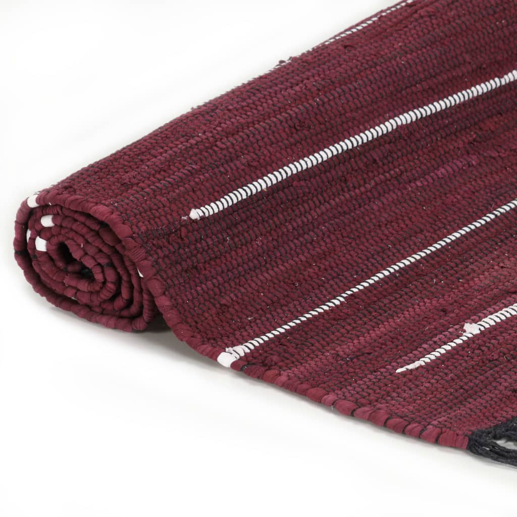 Hand-woven Chindi Rug Cotton 80x160 cm Burgundy
