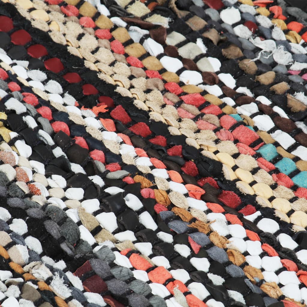 Hand-woven Chindi Rug Leather 80x160 cm Multicolour