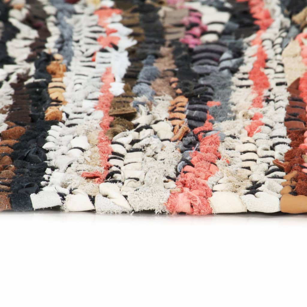 Hand-woven Chindi Rug Leather 80x160 cm Multicolour