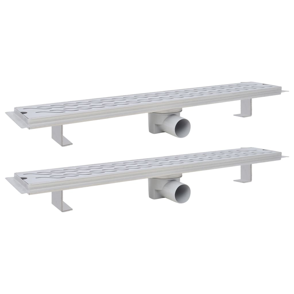Linear Shower Drain 2 pcs Wave 730x140 mm Stainless Steel
